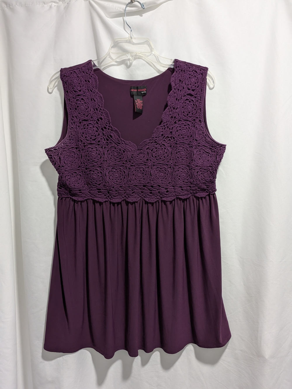 Never Enough Crochet Bodice Sleeveless Top in Deep Plum